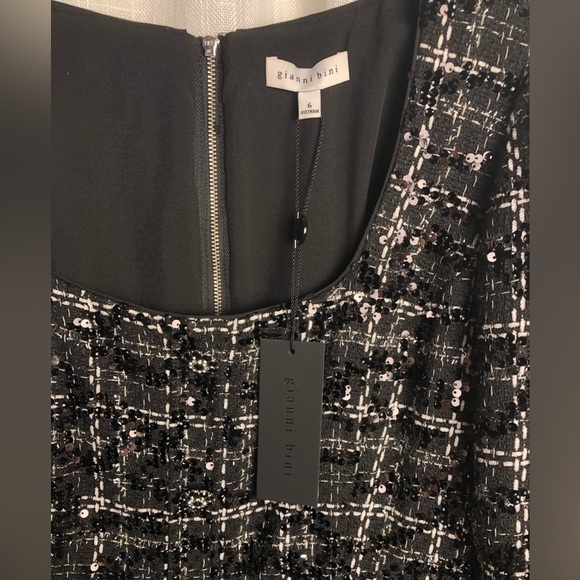 Gianni Bini Black and White Sequin Tweed Dress size 6 NWT - Picture 14 of 16